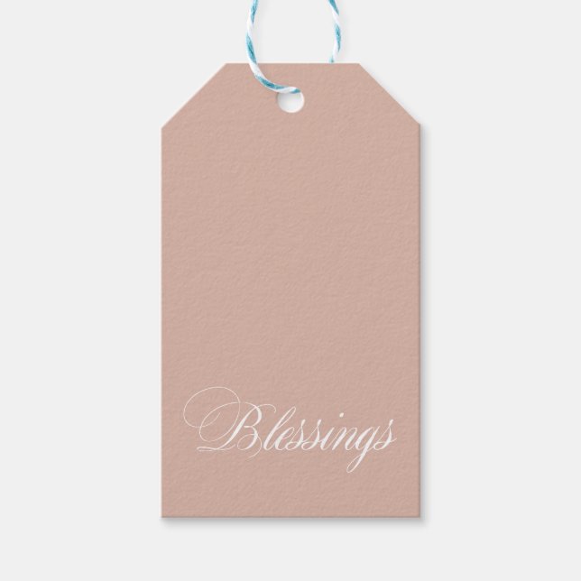 Custom Beige White Blessings Gift Tags (Front)