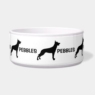 Custom Belgian Malinois Dog Silhouette Dog Bowl