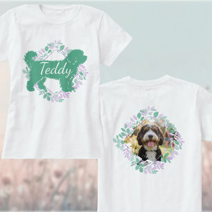 Custom Bernedoodle Photo Name Green Silhouette T-Shirt