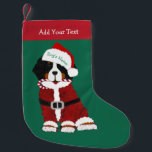 Custom Bernese Mountain Dog Santa Paws Small Christmas Stocking<br><div class="desc">Festive Personalised Christmas Holiday Bernese Mountain Dog wearing doodle scribble effect Santa suit and Santa hat holding candy cane in its mouth. Cute christmas gift idea for berner lovers!</div>