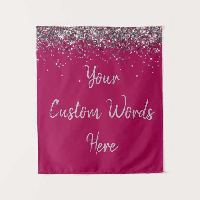 Custom Berry and Silver Personalised Photo Booth Tapestry (Front)