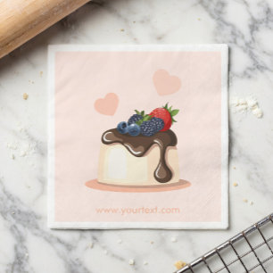 Custom Berry Dessert Illustration Paper Napkin