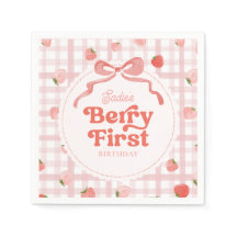 Custom Berry First Birthday Party Napkins