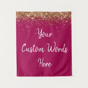 Custom Berry Gold & White Personalised Photo Booth Tapestry