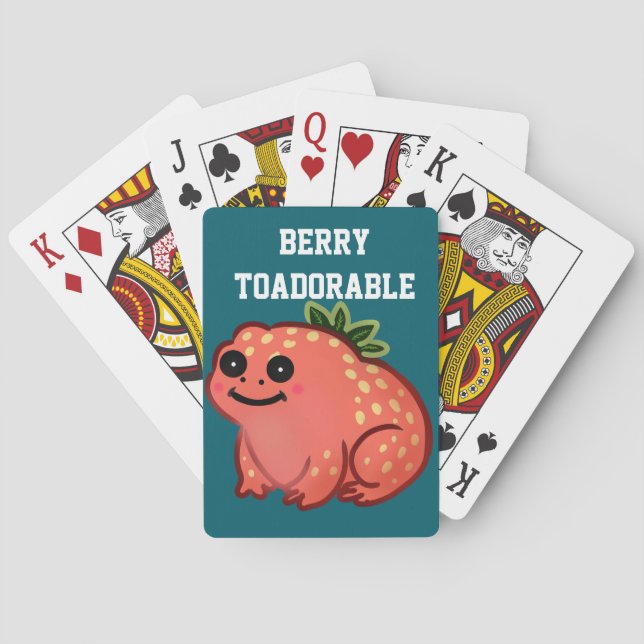 Custom Berry Toadorable Strawberry Frog  Playing Cards (Back)