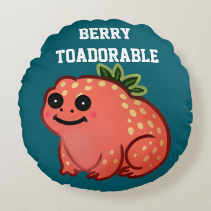 Custom Berry Toadorable Strawberry Frog Round Cushion
