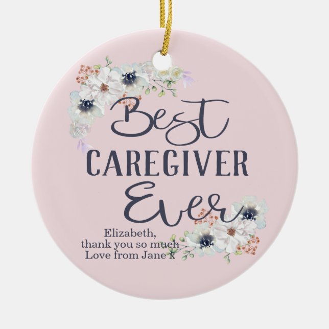Custom Best Caregiver Ever Appreciation Ceramic Tree Decoration (Front)