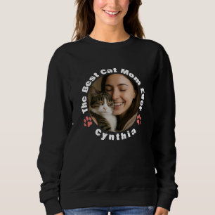 Custom Best Cat Mom Photo Sweatshirt Cat Mom Gift