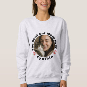 Custom Best Cat Mom Photo Sweatshirt Cat Mom Gift