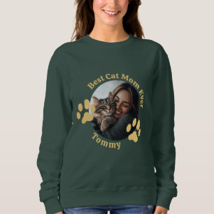 Custom Best Cat Mum Ever Sweatshirt with Pet Name
