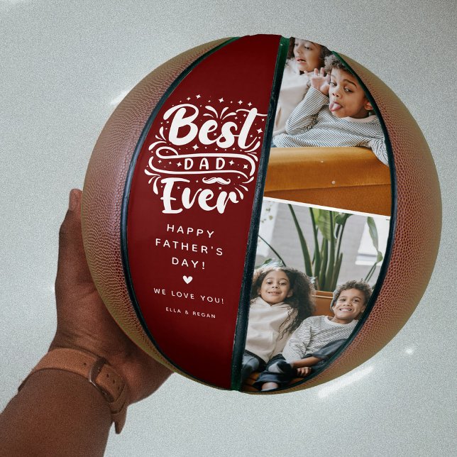 Custom Best Dad Ever 2 Photo Keepsake  Basketball (Creator Uploaded)