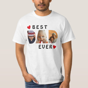 Custom Best Dad Ever 3 Photo Collage T-Shirt