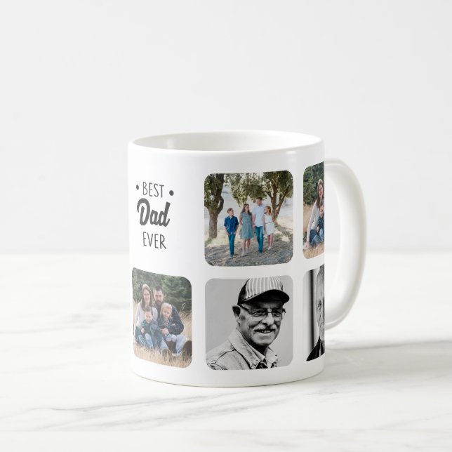 Custom Best Dad Ever Add Photo Collage Personalise Coffee Mug (Front Right)