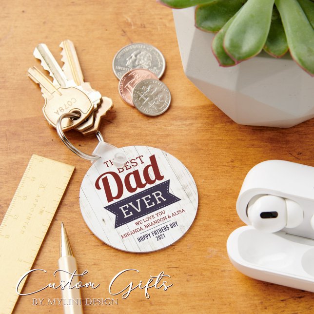 Custom Best Dad Ever Father`s Day Photo Key Ring (Creator Uploaded)
