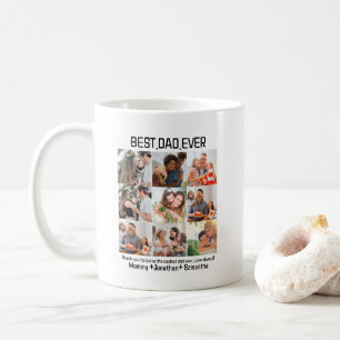 Custom Best Dad Ever Fathers Day 9 Photo Collage Coffee Mug