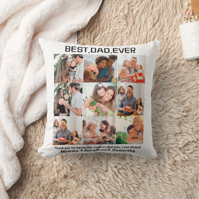 Custom Best Dad Ever Fathers Day 9 Photo Collage Cushion (Blanket)