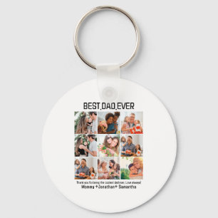 Custom Best Dad Ever Fathers Day 9 Photo Collage Key Ring