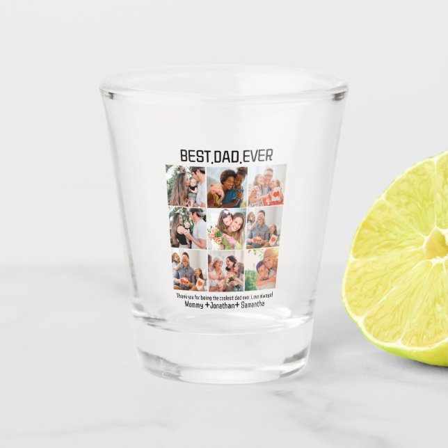 Custom Best Dad Ever Fathers Day 9 Photo Collage Shot Glass (Front)