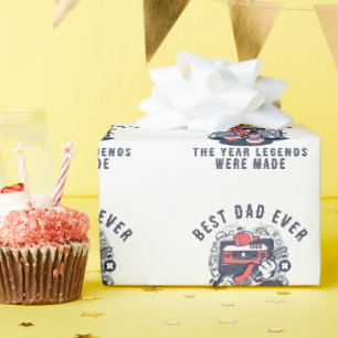 Custom Best Dad Ever Legend Year Retro Cassette Wrapping Paper