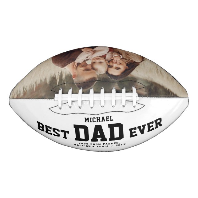 Custom BEST DAD EVER Modern Cool Colour Photo American Football (Front)