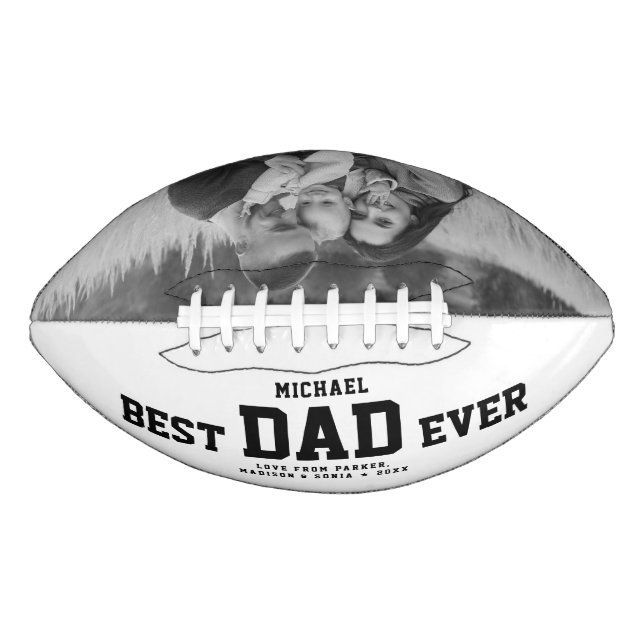 Custom BEST DAD EVER Modern Cool Family Photo American Football (Front)
