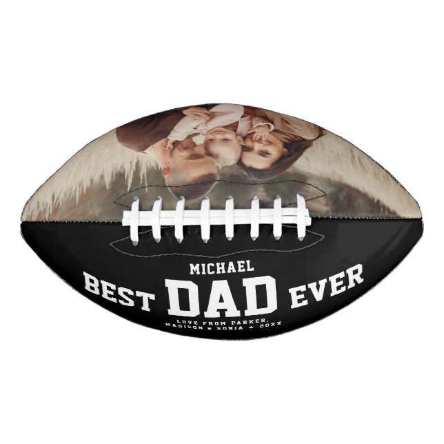 Custom BEST DAD EVER Modern Cool Family Photo American Football (Front)