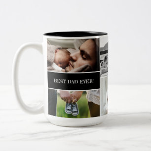 Custom Best Dad Ever Photo Collage Daddy  Two-Tone Coffee Mug