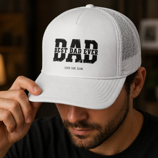 Custom Best Dad Ever Trucker Hat Father's Day Gift (Creator Uploaded)