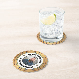 Custom Best Dad Father Photo Personalise Paper Coaster