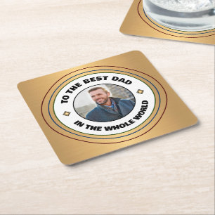Custom Best Dad Father Photo Personalise Square Paper Coaster
