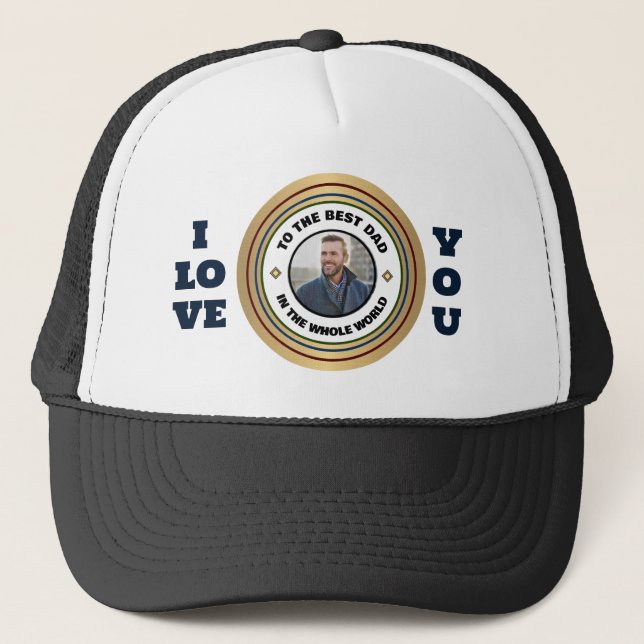 Custom Best Dad Father Photo Personalise Trucker Hat (Front)