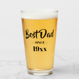 Custom best Dad since year funny fathers day beer  Glass