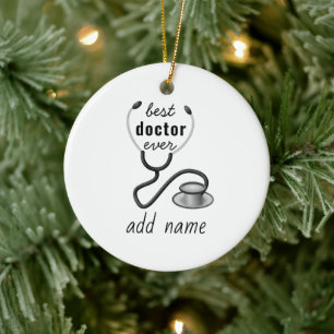Custom Best Doctor Ever Graduation Appreciation Ceramic Tree Decoration