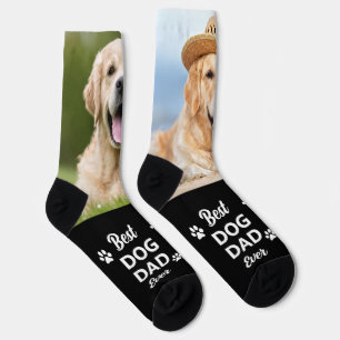 Custom Best DOG DAD Ever Personalise 2 Pet Photo Socks