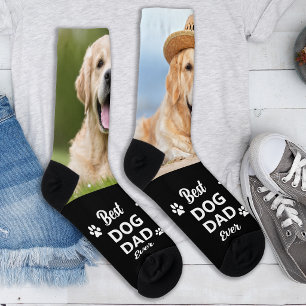 Custom Best DOG DAD Ever Personalise 2 Pet Photo Socks