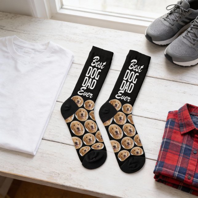 Custom Best DOG DAD Ever Photo Pattern Personalize Socks (Creator Uploaded)