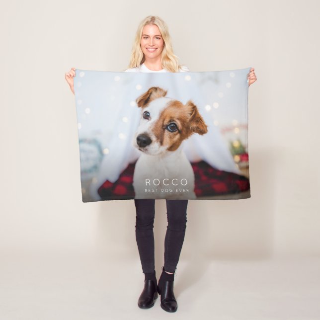 Custom Best Dog Ever Modern Simple Cosy Fleece Blanket (In Situ)