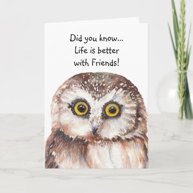 Custom Best Friend Birthday with Cute Owl Humour Card (Front)