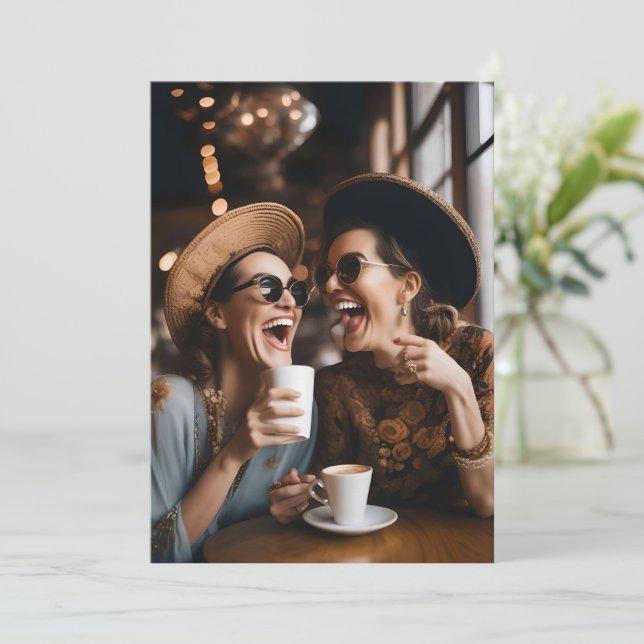 Custom Best Friend Miss You Laughing Ladies Card (Standing Front)