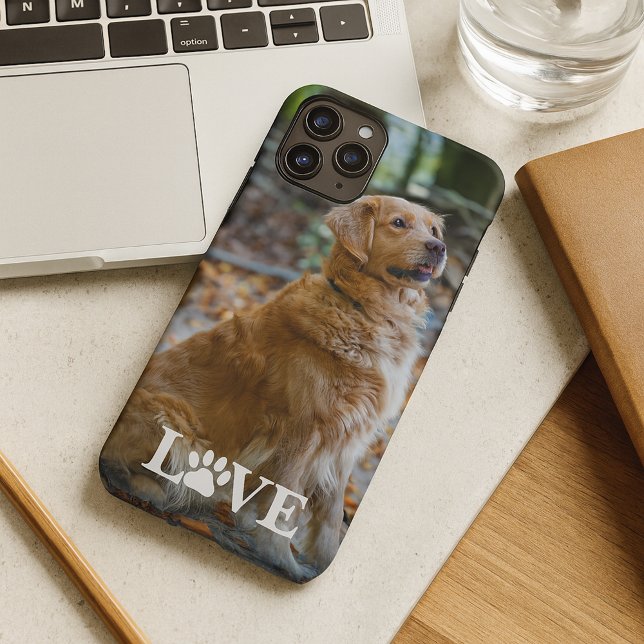 Custom Best Friend Photo Love Heart Paw Print Text iPhone Case (Creator Uploaded)