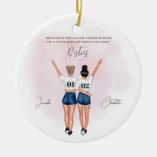 Custom Best Friend Portrait  Ceramic Tree Decoration