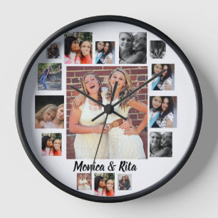 Custom Best Friends 15 Photo Collage Clock
