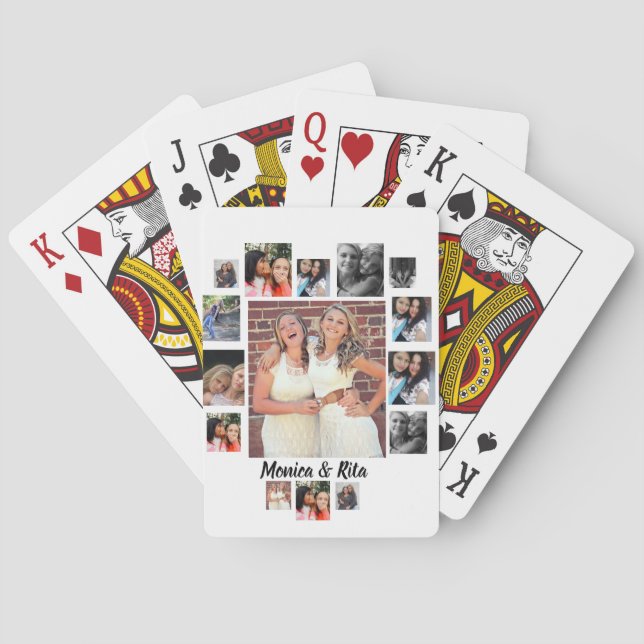 Custom Best Friends 15 Photo Collage Playing Cards (Back)