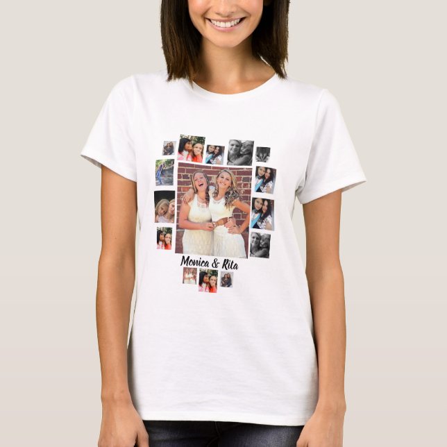 Custom Best Friends 15 Photo Collage T-Shirt (Front)