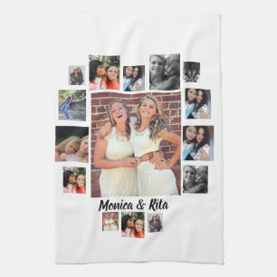 Custom Best Friends 15 Photo Collage Tea Towel
