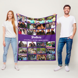 Custom Best Friends Forever Brothers Photo Collage Fleece Blanket