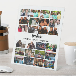 Custom Best Friends Forever Brothers Photo Collage Pedestal Sign