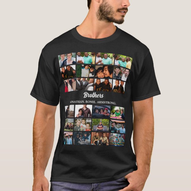Custom Best Friends Forever Brothers Photo Collage T-Shirt (Front)
