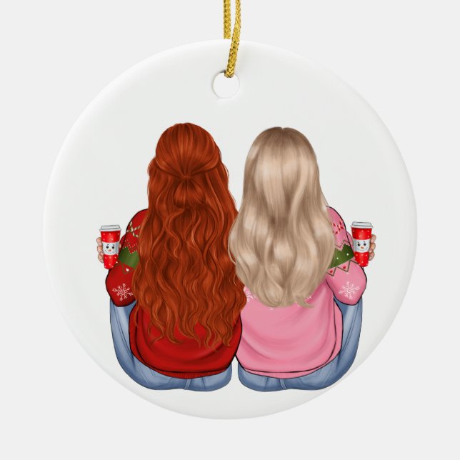 Custom Best Friends Forever Ceramic Tree Decoration (Front)