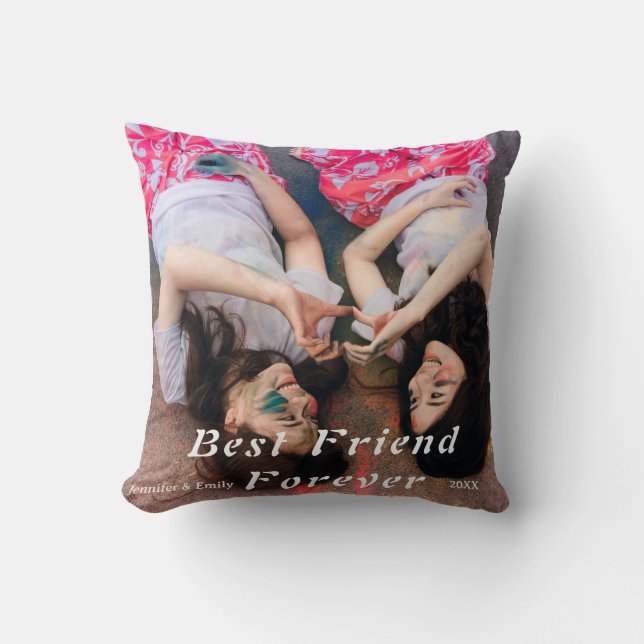 Custom Best Friends Forever Photo Throw Pillow (Front)